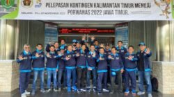 Kontingen Porwanas PWI Kaltim berlaga dalam perhelatan Pekan Olahraga Wartawan Nasional (Porwanas) XIII Jatim 2022 21-27 November. (nalarnews)